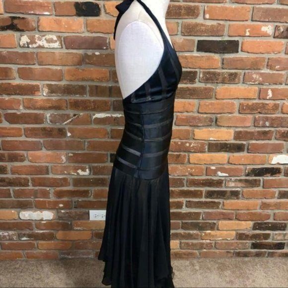 BCBGMAXAZRIA Black Tie Neck High Low Dress Size 2 - Picture 4 of 7